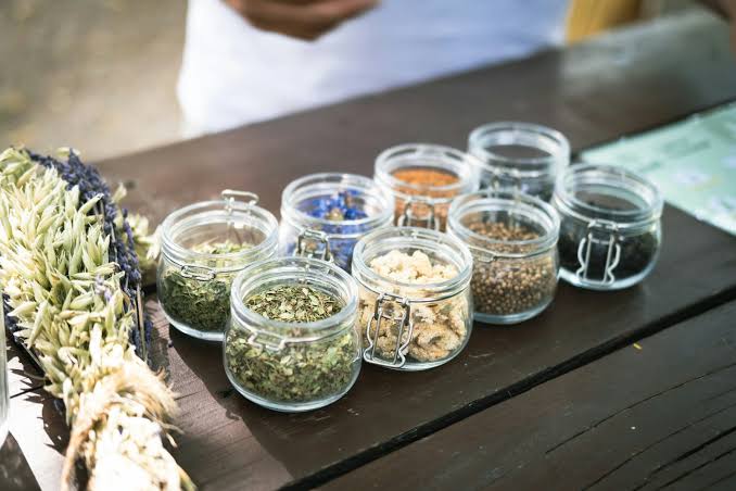 Dried herbs and botanical ingredients arranged for export from India